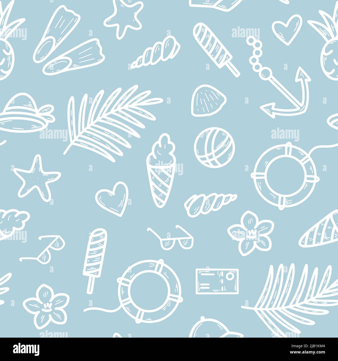 Summer seamless pattern theme relaxation. Tourism, travel and vacation ...