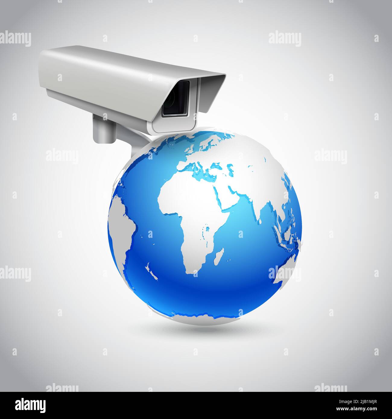 Global surveillance concept with globe and protection system camera vector illustration Stock Vector