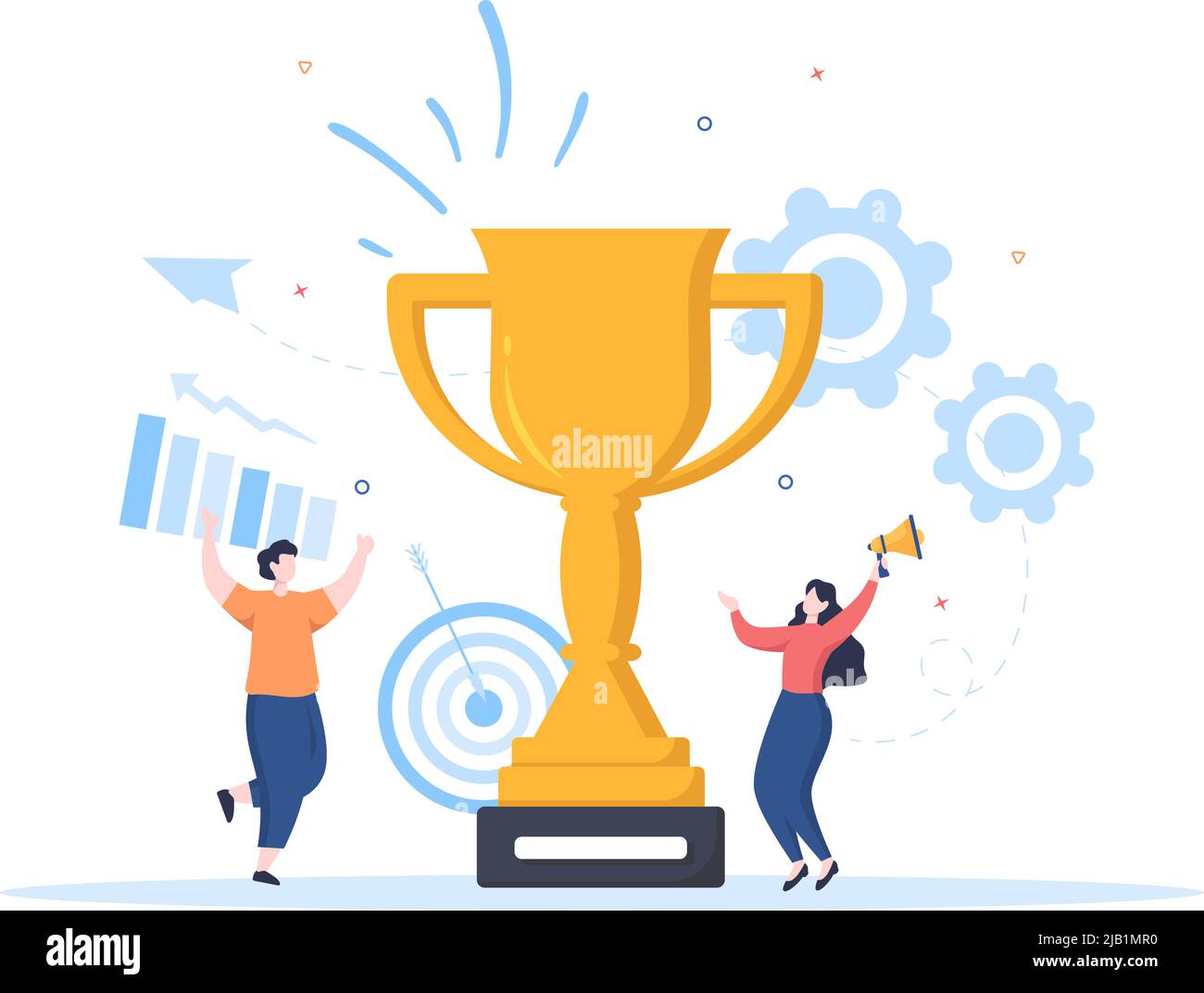 Happy Employee Appreciation Day Cartoon Illustration to Give Thanks or Recognition for their Employees with with Great Job or Trophy in Flat Style Stock Vector