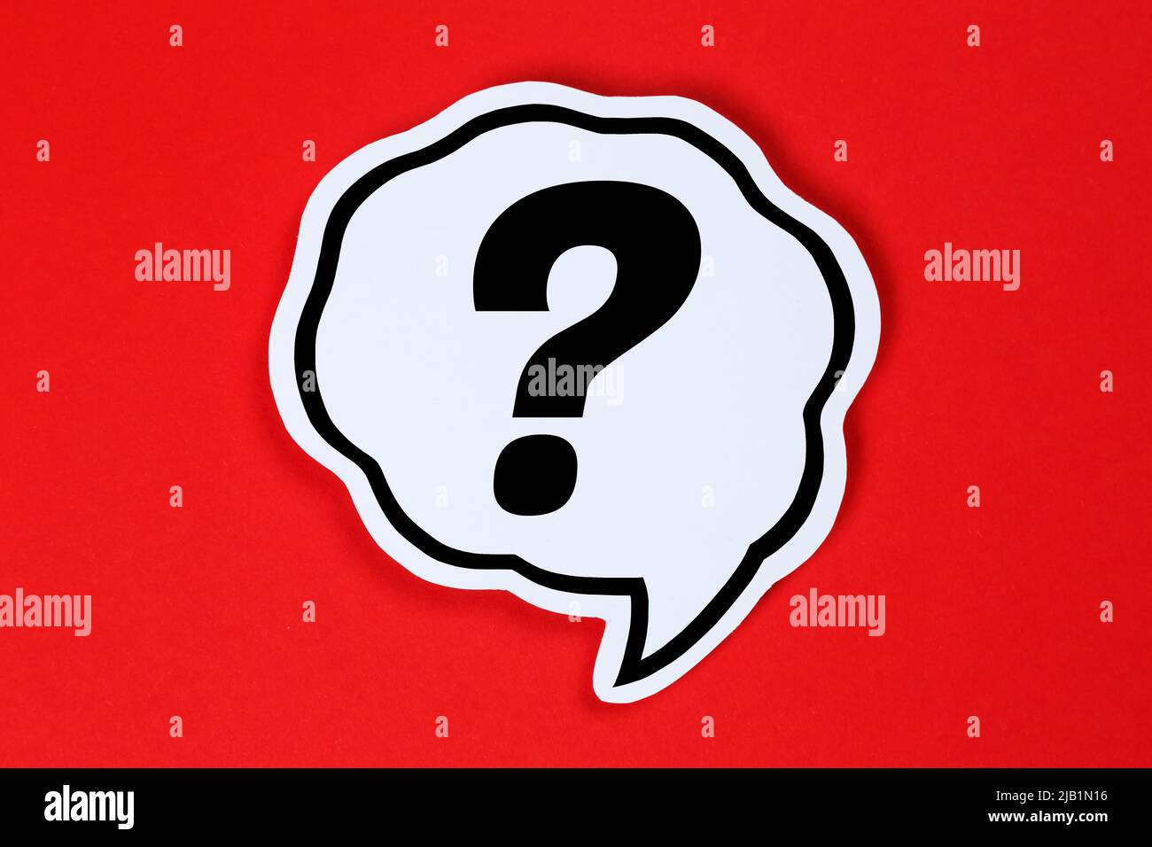 Question mark asking questions ask help problem information support speech bubble communication concept talking saying talk Stock Photo