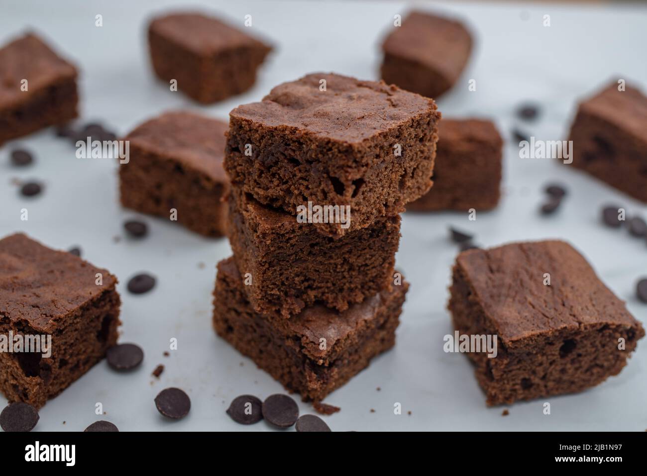 brownie cake. Dark chocolate brownie Stock Photo
