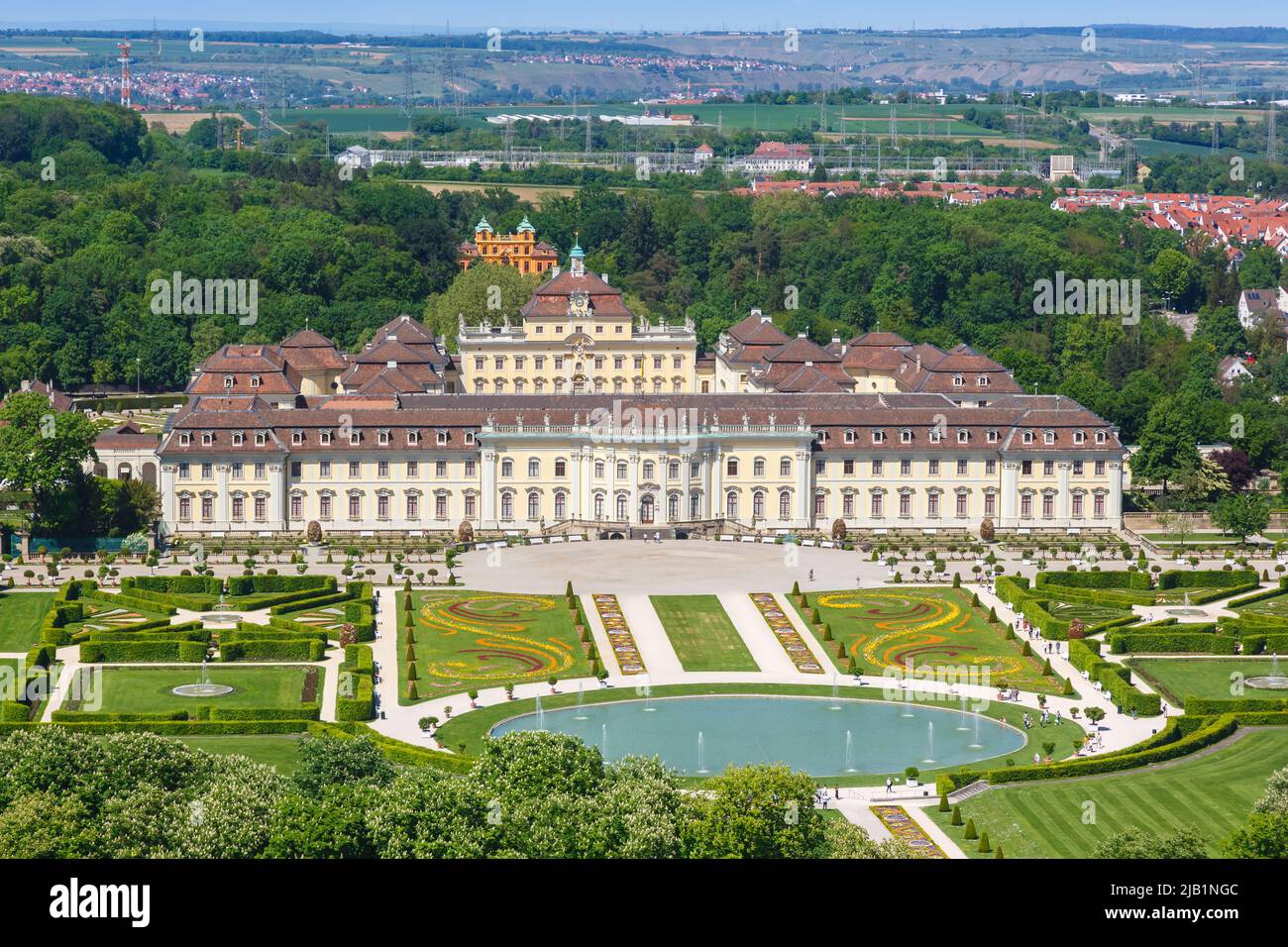 Ludwigsburg Castle aerial photo view architecture town city travel in Germany Stock Photo