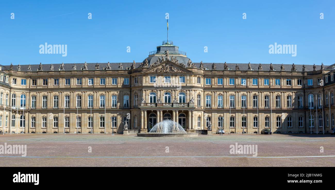New Castle Neues Schloss Stuttgart panorama town architecture travel in Germany Stock Photo