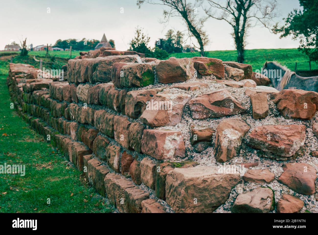 Intermediate wall near Walton, Cumbria. Remains of a Roman defensive