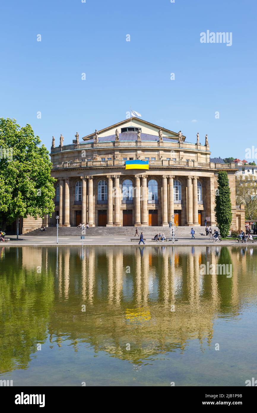 State Theater Stuttgart portrait format city architecture at lake travel in Germany Stock Photo