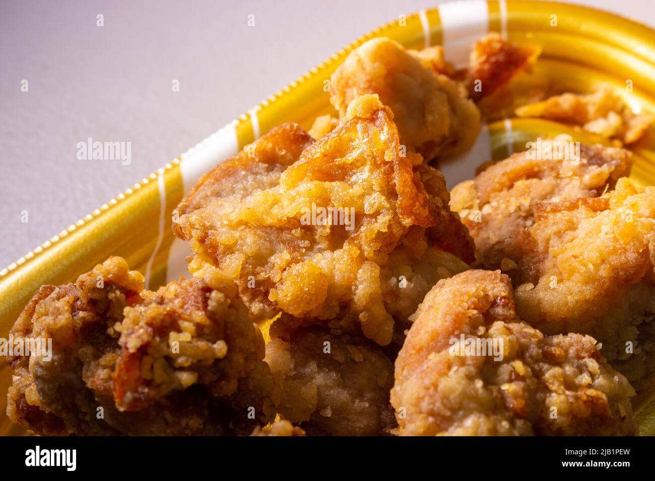 Japanese fried chicken “Tori no Karaage” in food tray by supermarket in