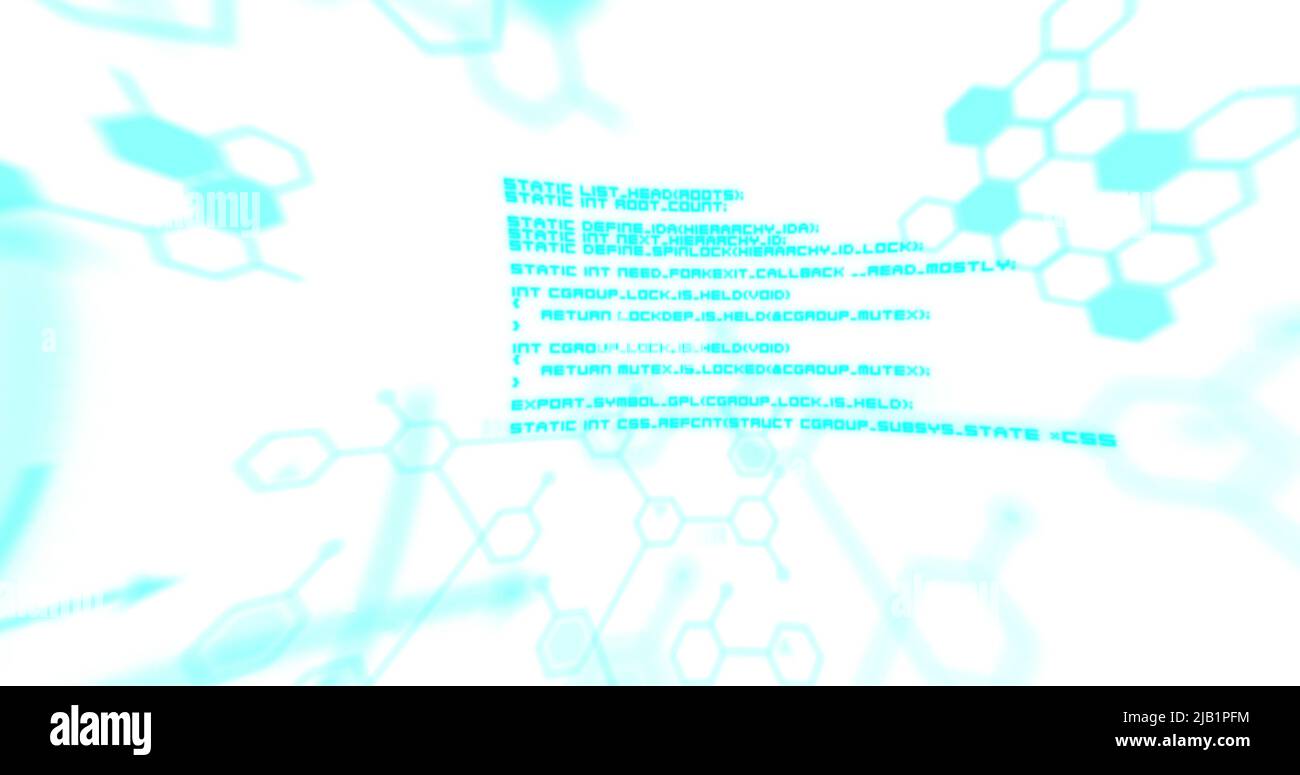 Image of dna strand over data processing Stock Photo