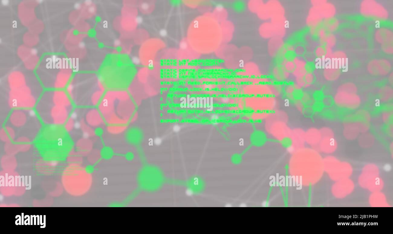 Image of scientific data processing over dna strand spinning Stock Photo