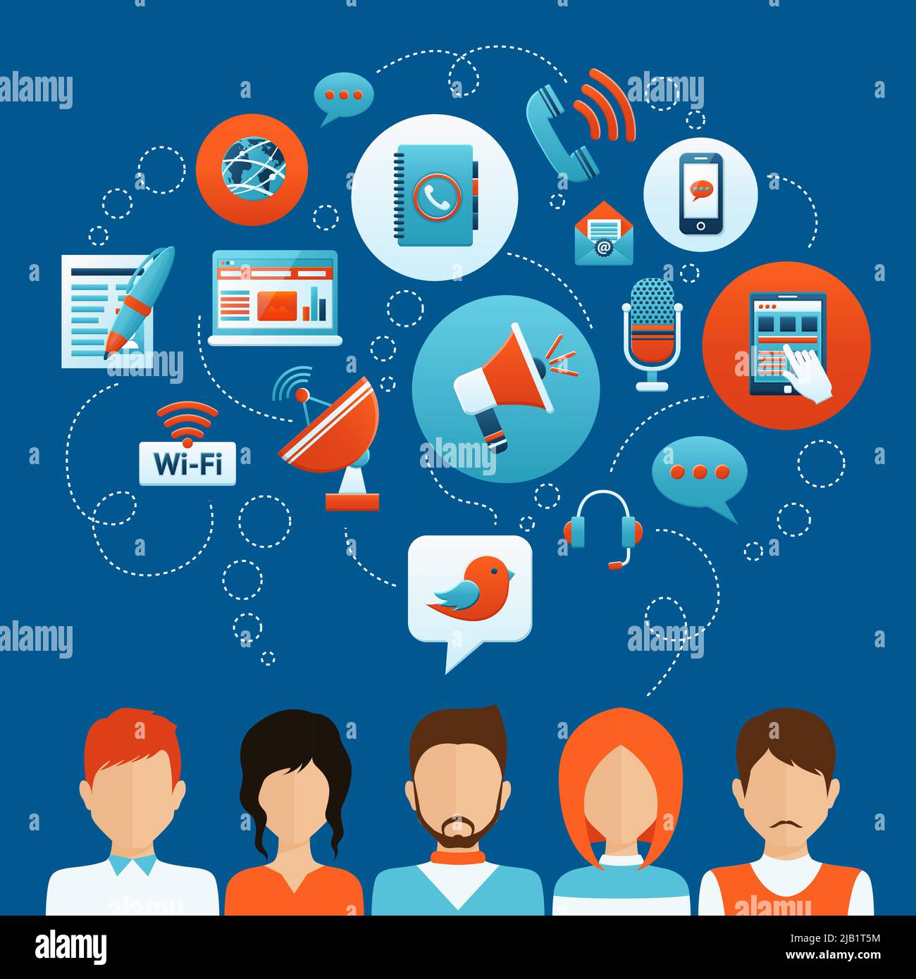 People communication concept with male and female avatars and social ...