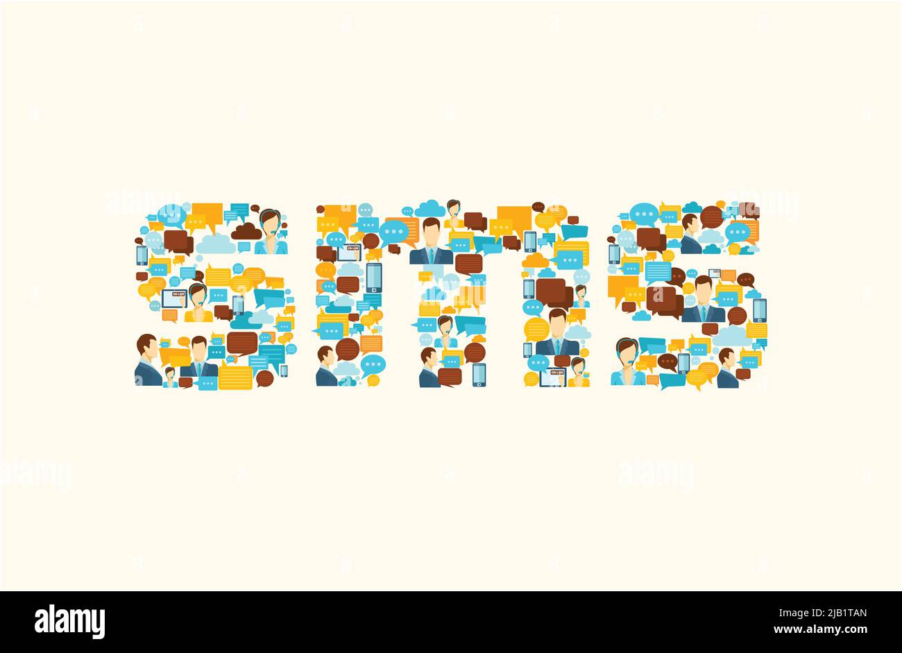 Chat speech bubbles communication icons flat set in sms lettering shape vector illustration Stock Vector