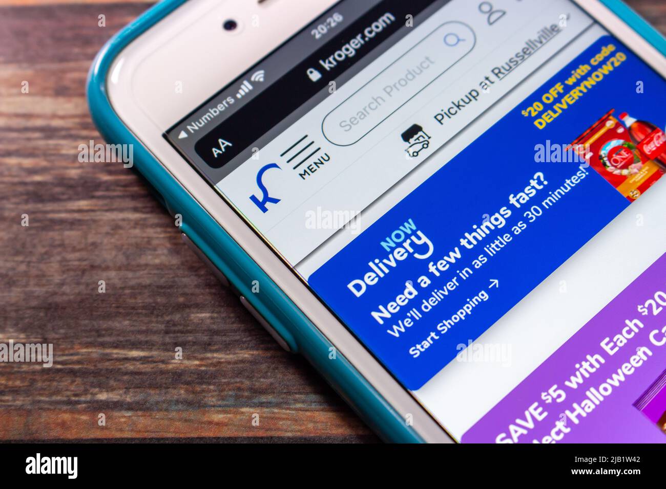 Kumamoto, JAPAN Oct 25 2021 Kroger Delivery Now on Kroger website