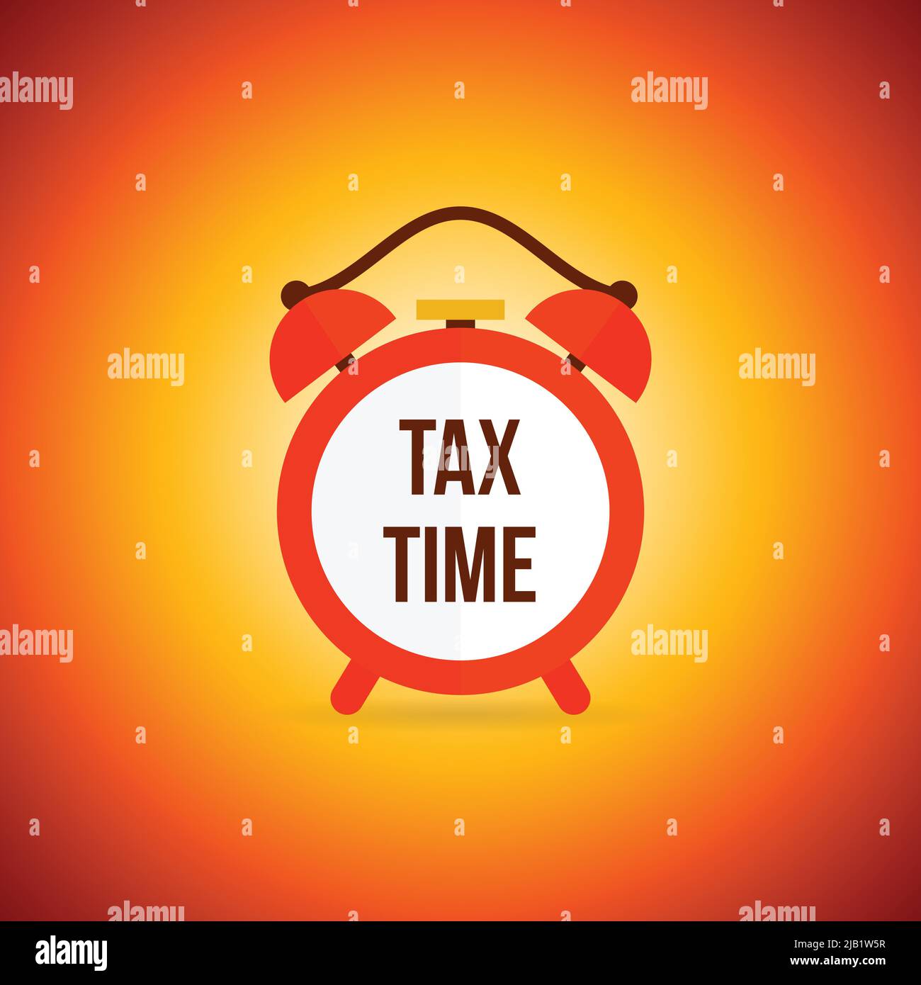 Red vintage alarm clock with tax time text poster vector illustration
