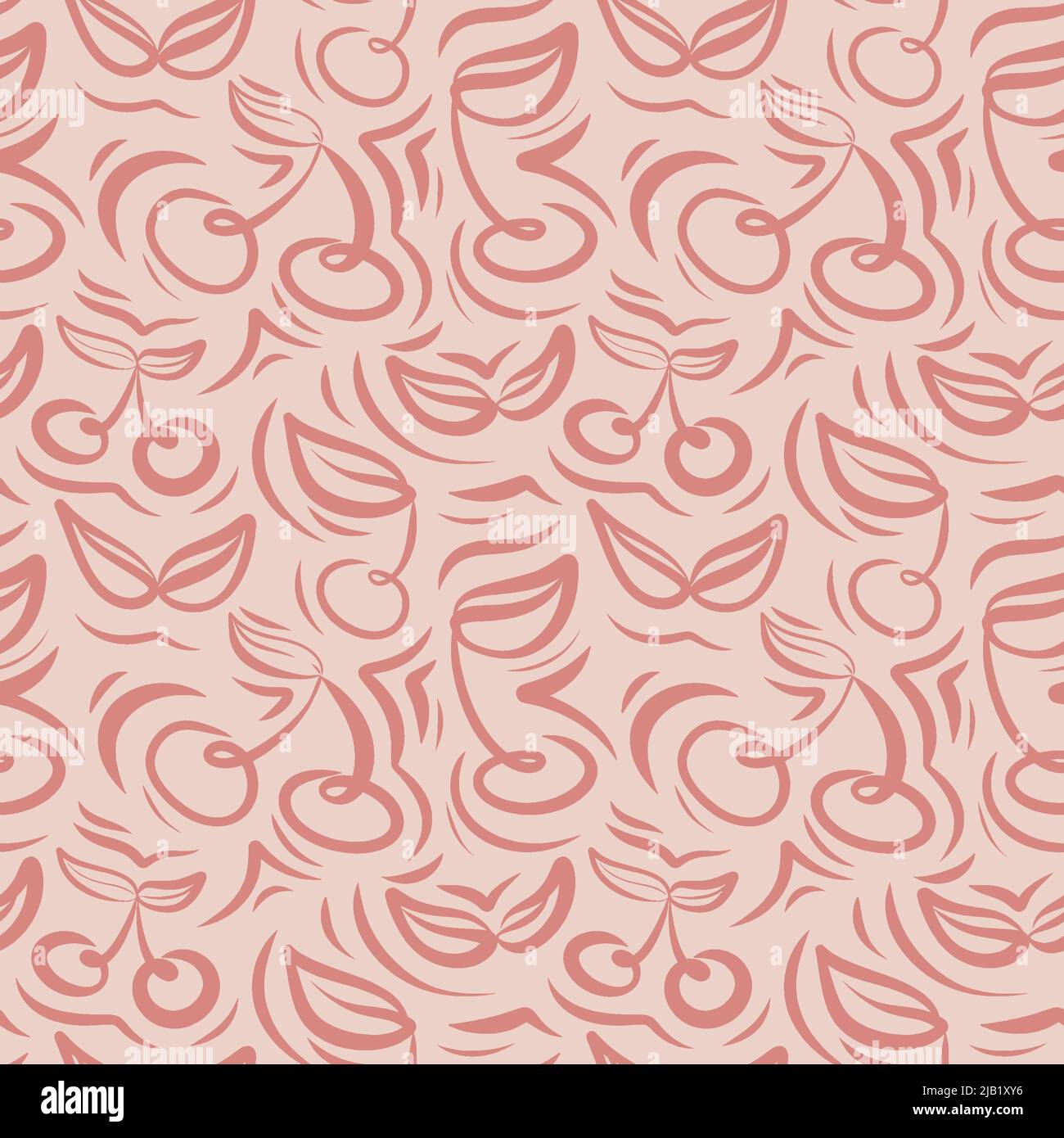cherry hand drawn scribble doodle elements seamless pattern for fabric wallpaper wrapping Stock Vector