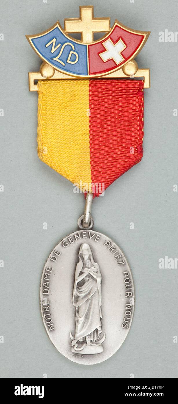 Pilgrim Badge: Notre Dame de Geve Huguenin Frères & Co. S.A. Stock Photo