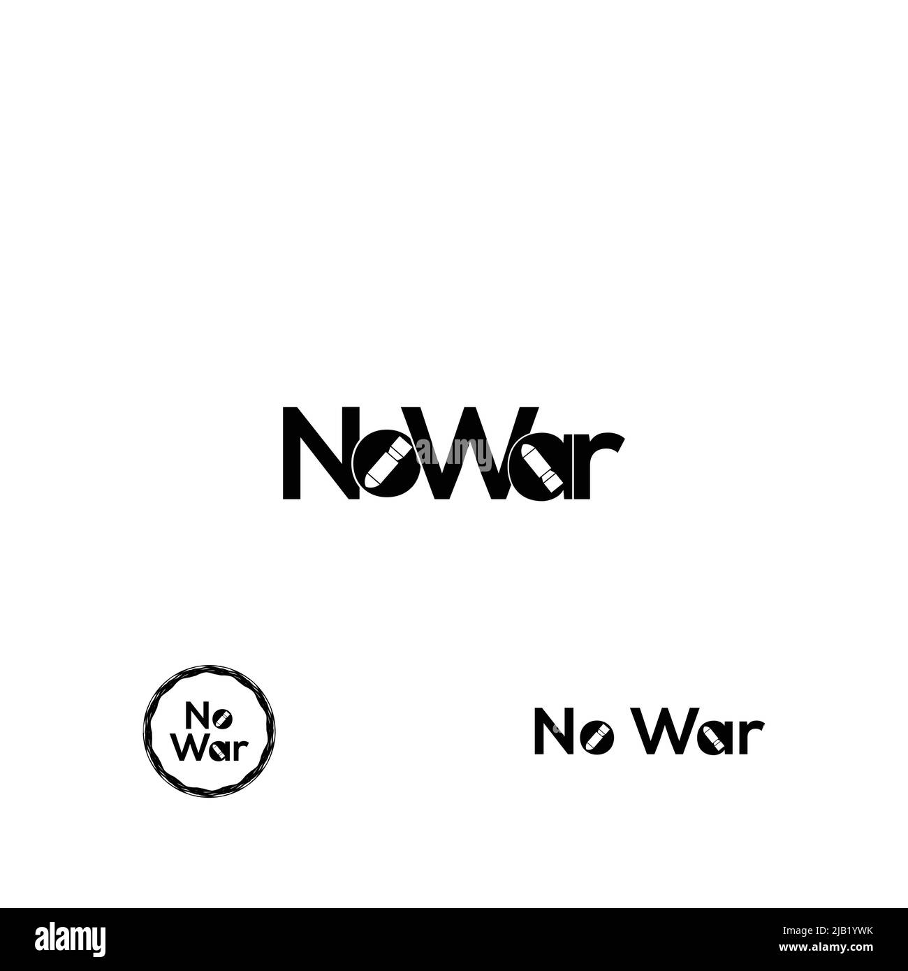 No world war sign icon. Stop War grunge rubber stamp text. Say no to war design template Stock Vector