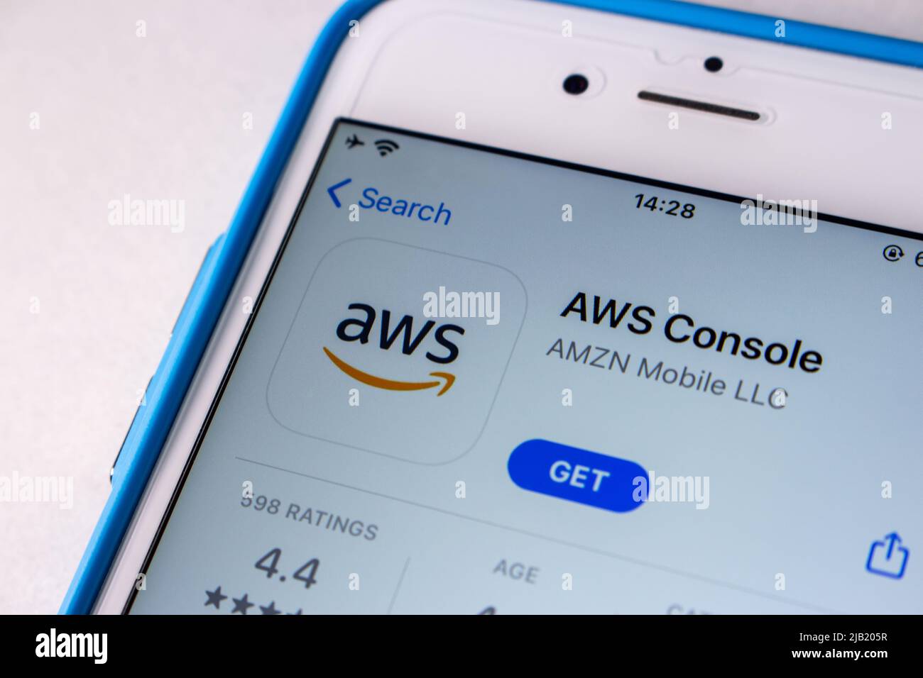 AWS Console (Amazon Web Services) app in App Store on iPhone. AWS is a providing on-demand cloud computing platforms and APIs by Amazon Stock Photo
