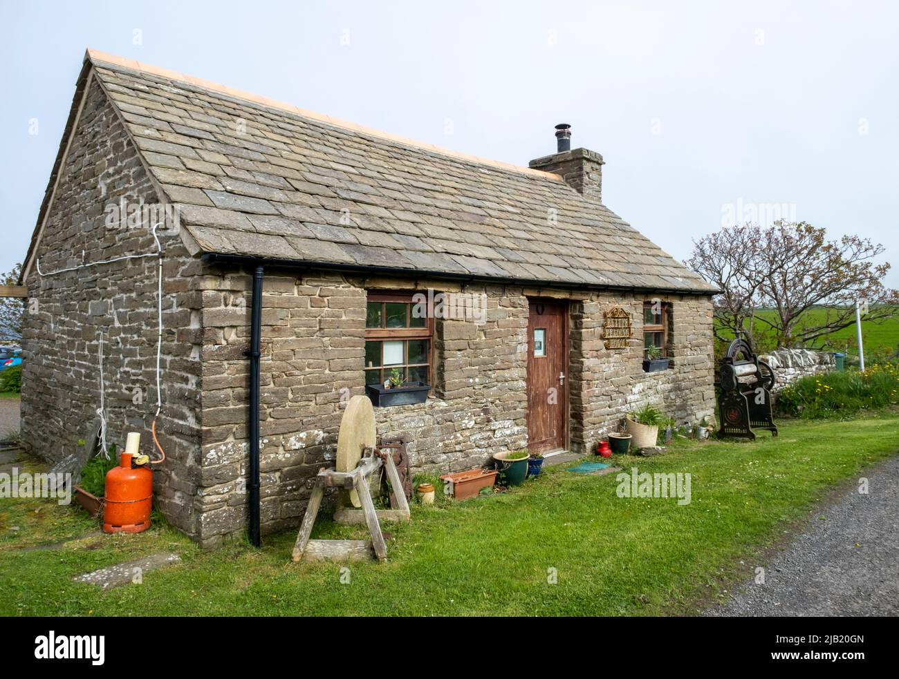 Exterior view of Betty’s Reading Room cottage, Tingwall, Orkney. Stock Photo