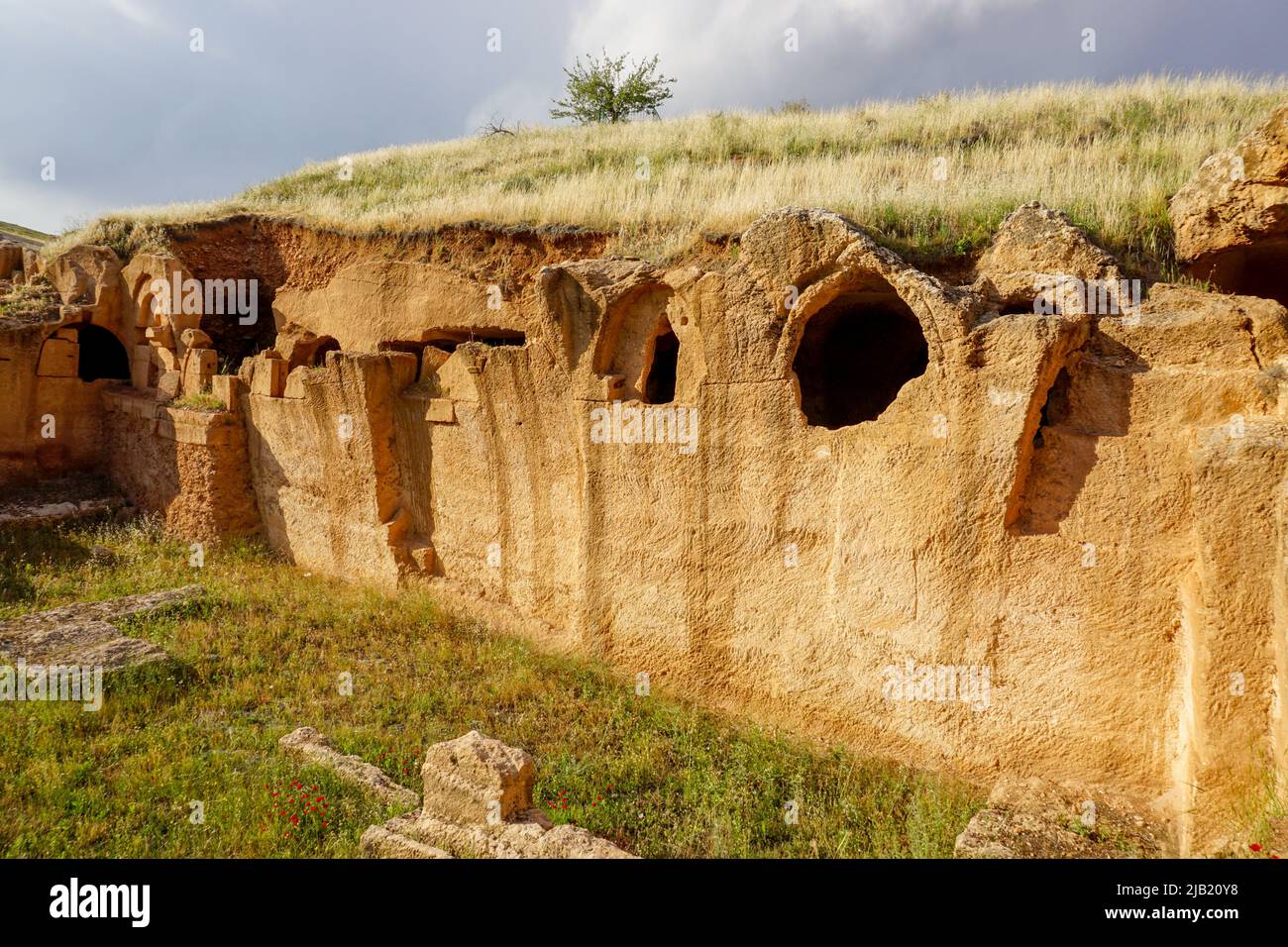 12 May 2022 Mardin Turkey. Dara antique city witn necropol and cistern of Eastern Roman Empire Stock Photo