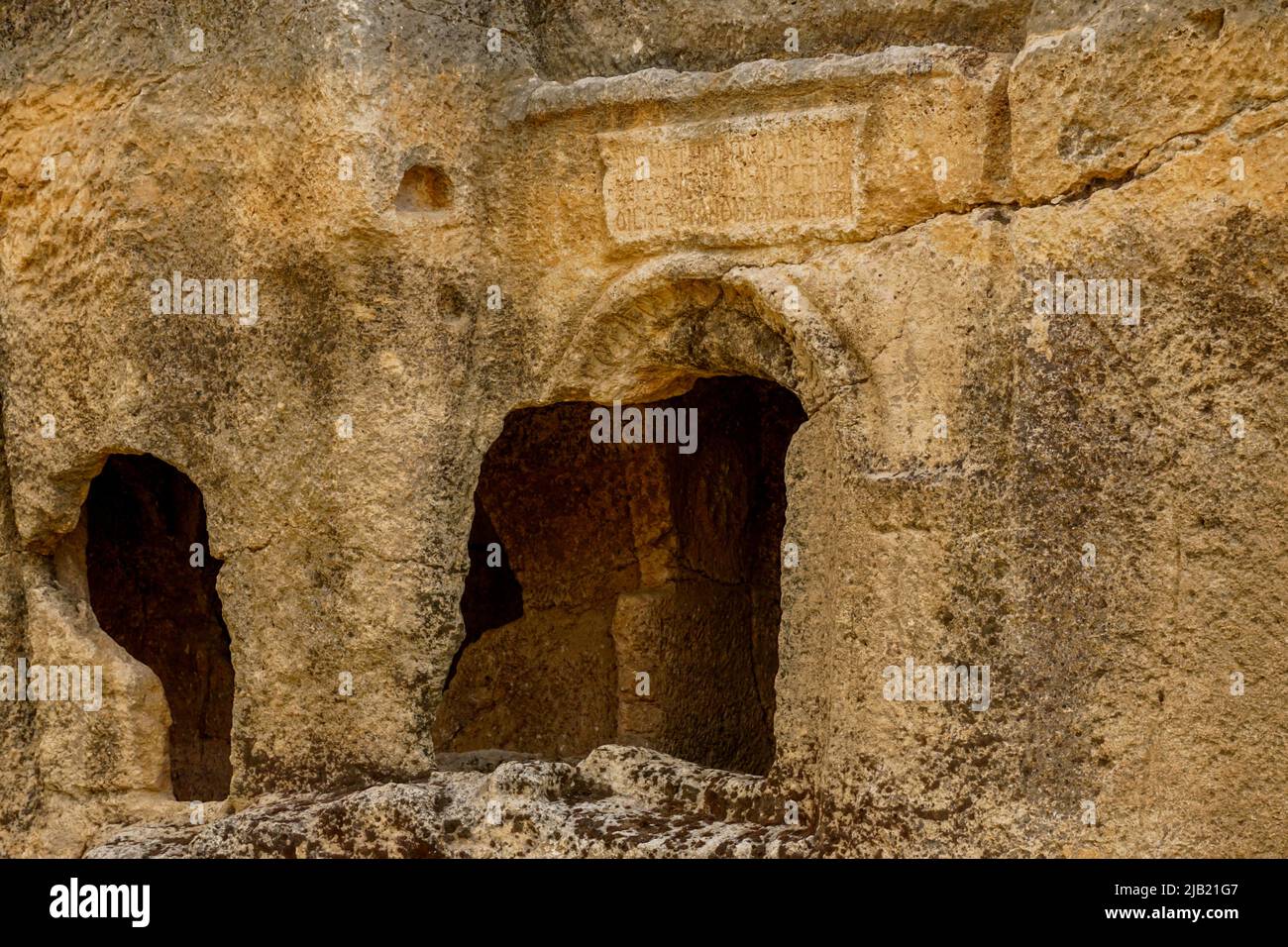 12 May 2022 Mardin Turkey. Dara antique city witn necropol and cistern of Eastern Roman Empire Stock Photo