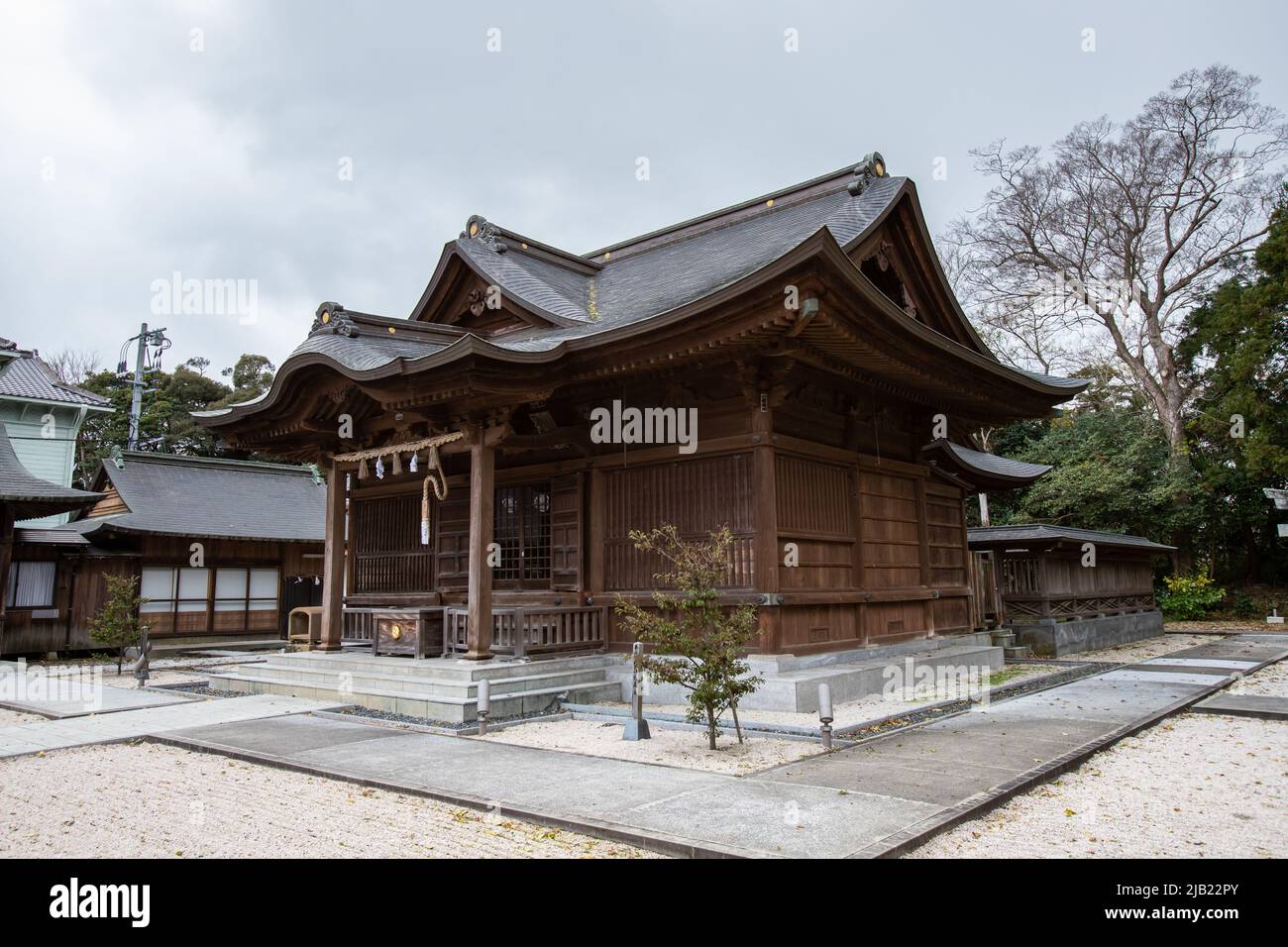 Matsue Jinja (Matsue Shrine), at the Matsue Jo area. It built in 1877 to enshrine the daimyo and eminent figures from the former Matsue domain Stock Photo