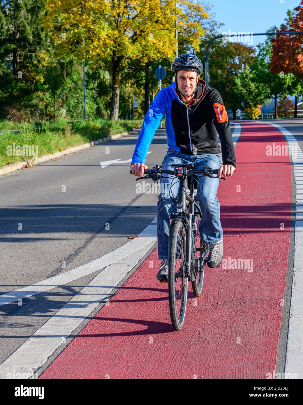 Cycling mobility on inner-city road Stock Photo