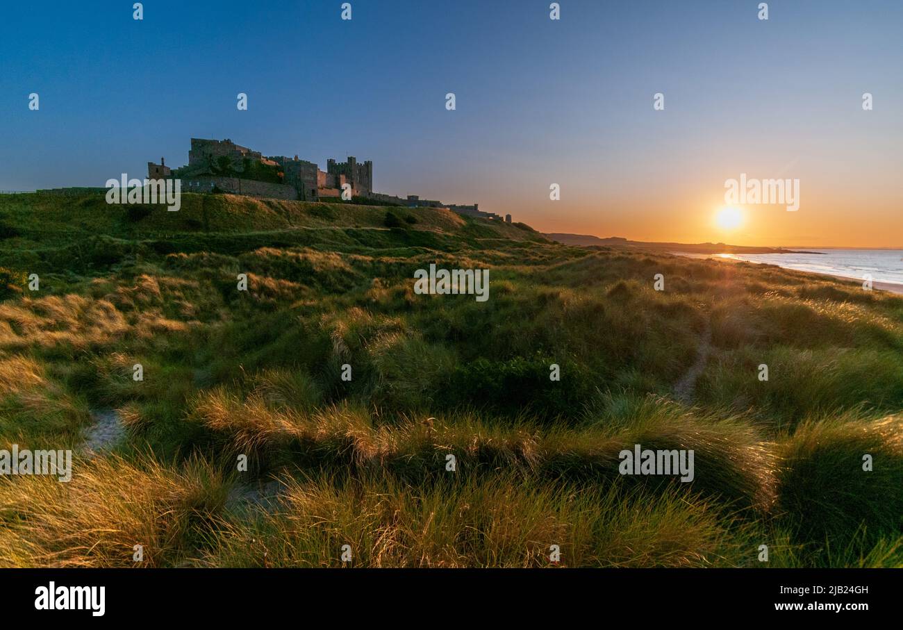 Bamburgh Castle from the south Stock Photo - Alamy