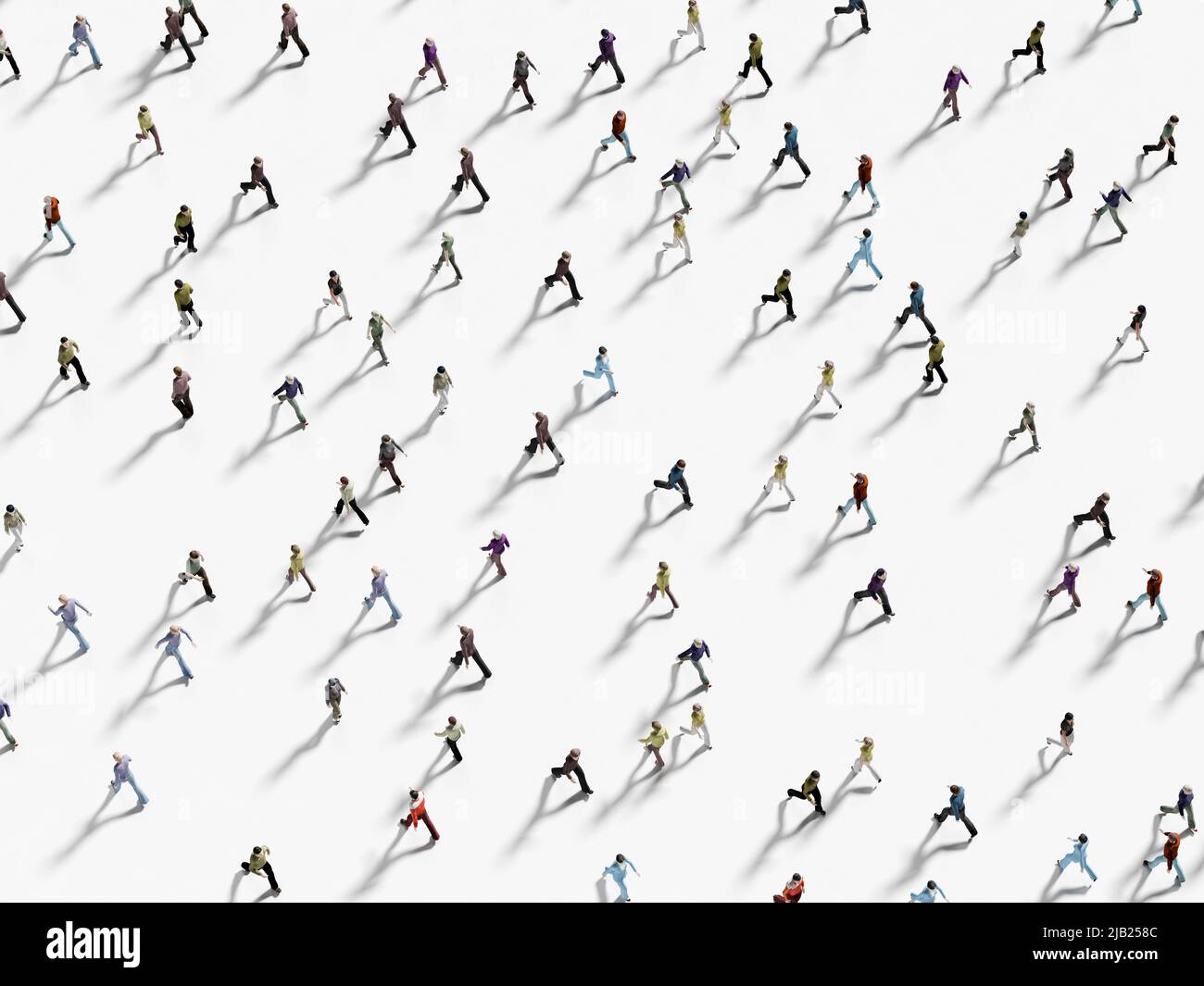 People walking on white background top view 3 D rendering Stock Photo ...