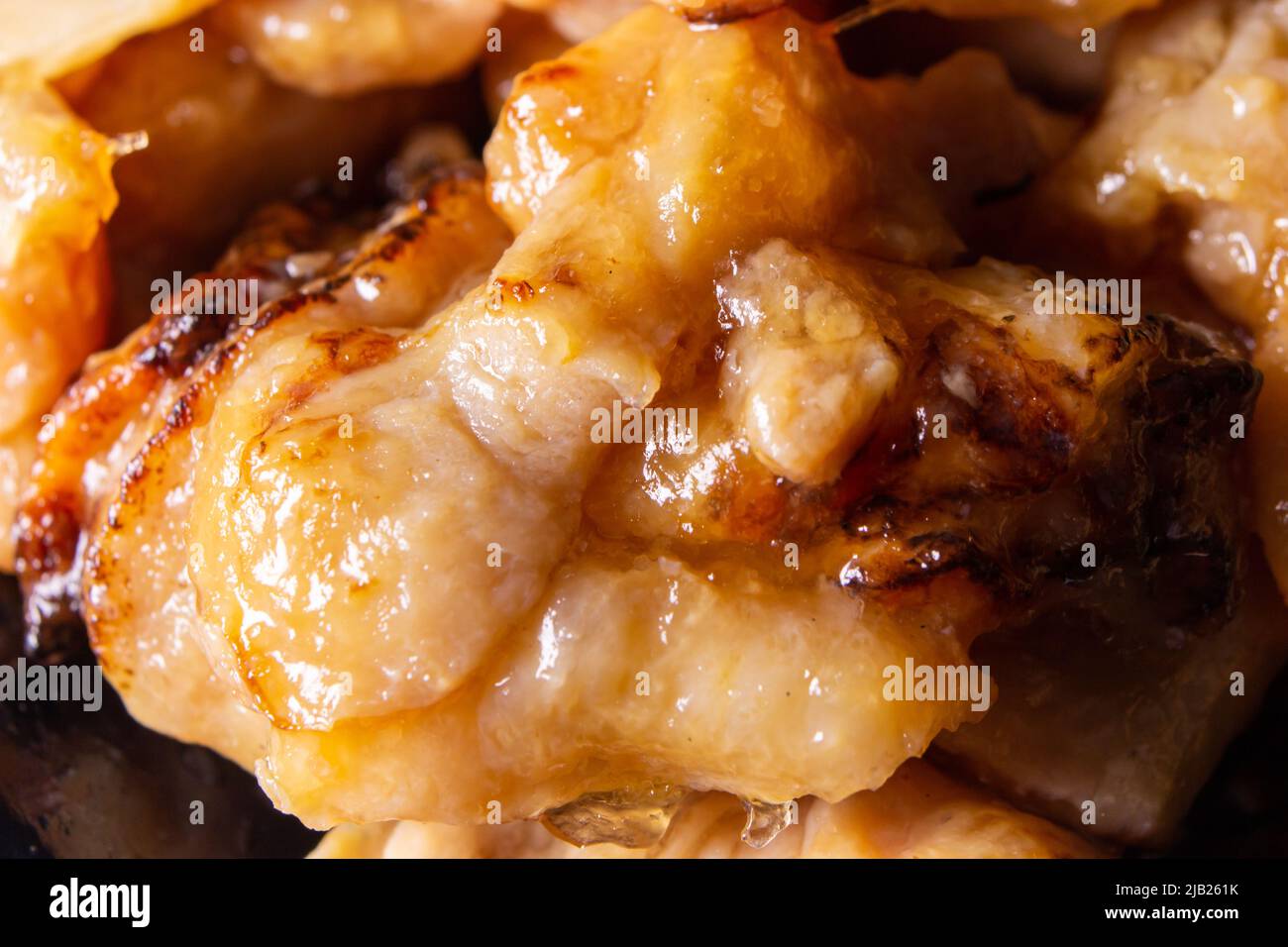 A takeout Japanese Teriyaki chicken in a container. Teriyaki is a