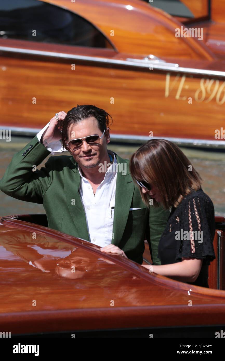 Johnny Depp arrive at the Venice Film Festival Stock Photo