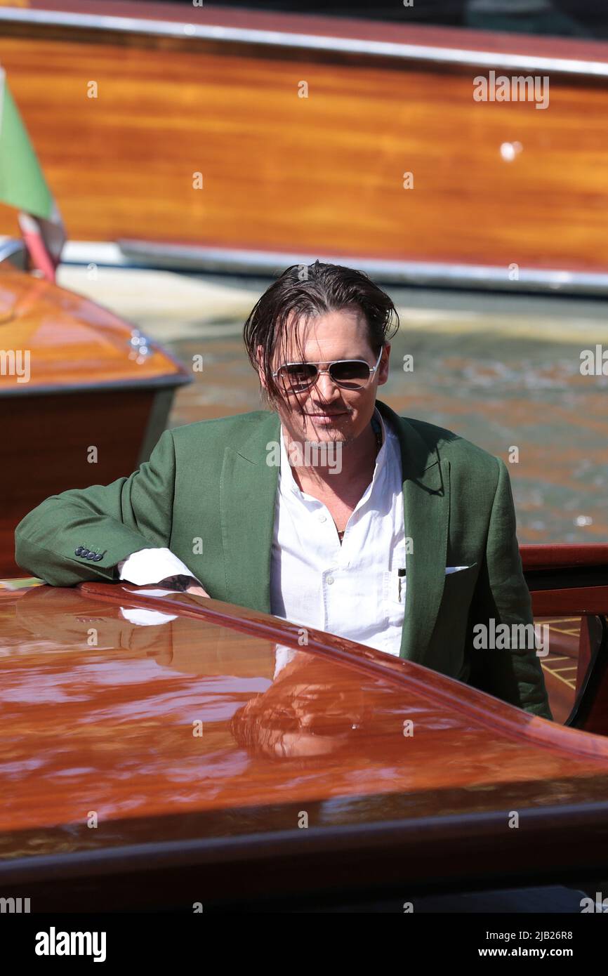Johnny Depp arrive at the Venice Film Festival Stock Photo