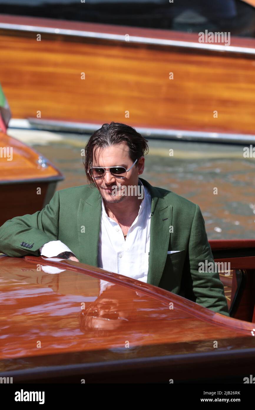 Johnny Depp arrive at the Venice Film Festival Stock Photo