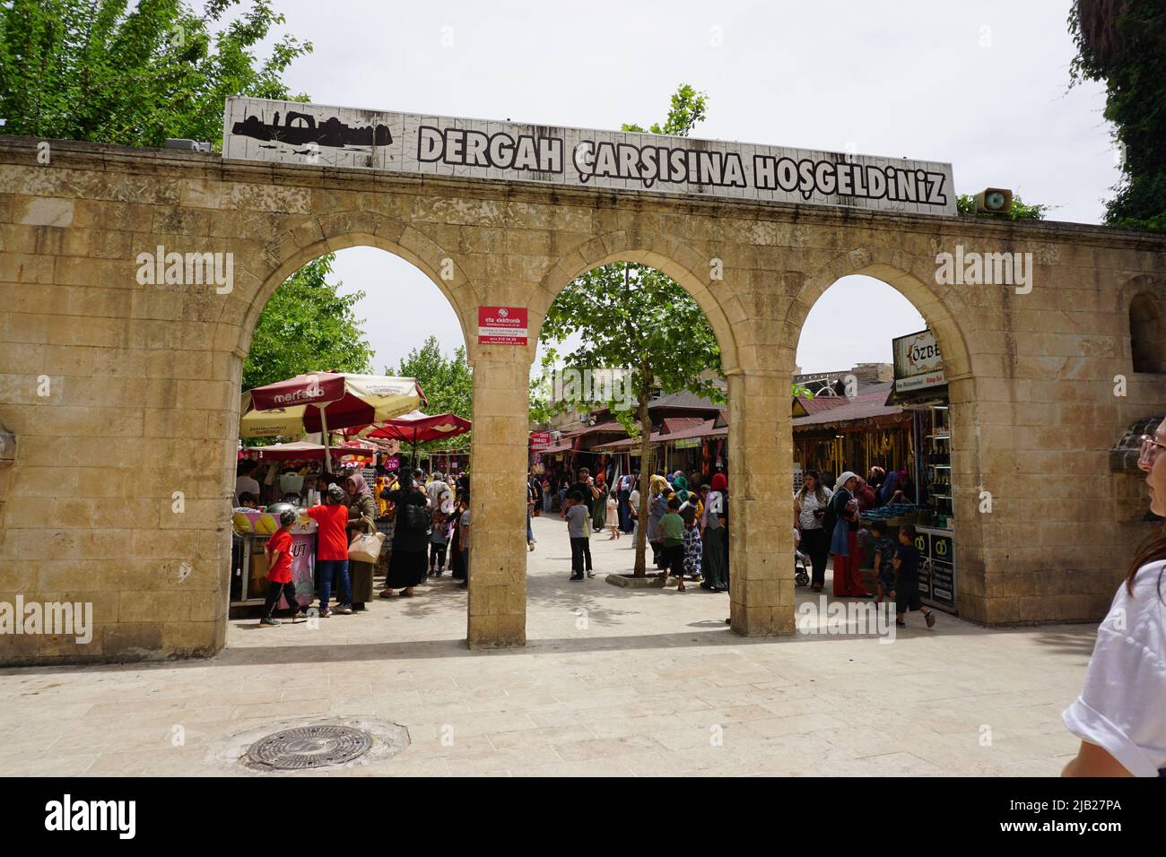 14 May 2022 Sanliurfa Turkey. Entrance of Dergah Bazaar at Sanliurfa Turkey Stock Photo