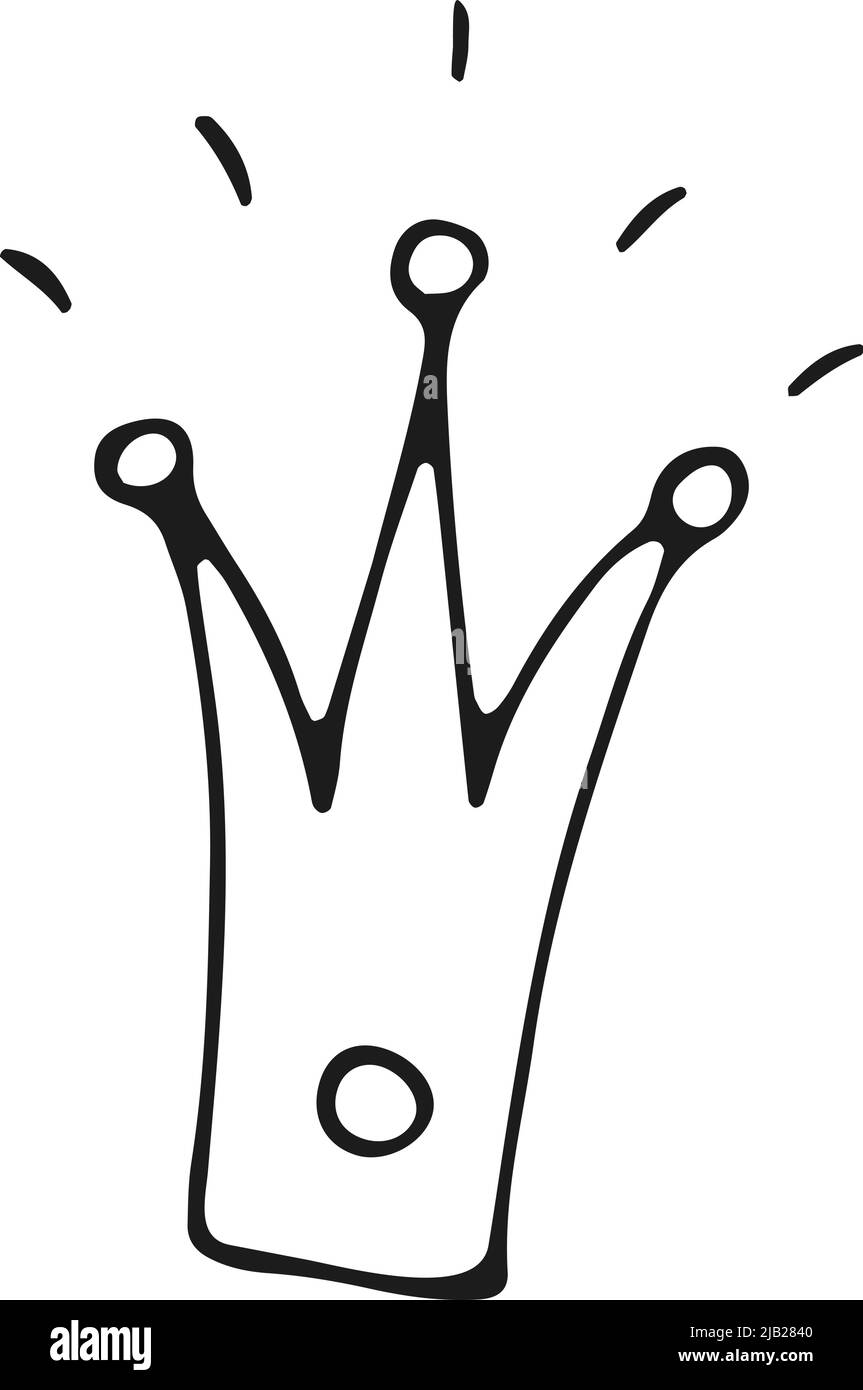 Shining crown black line icon. Princess symbol Stock Vector