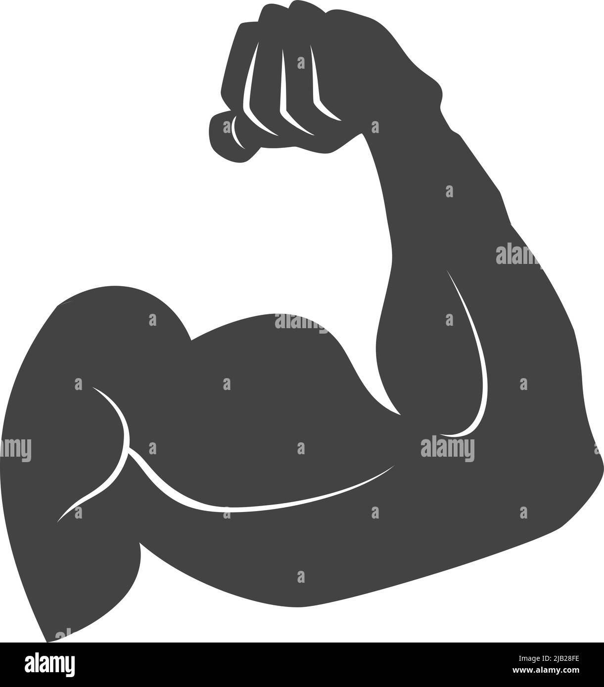 Biceps icon. Human arm strength. Muscle hand black silhouette Stock Vector