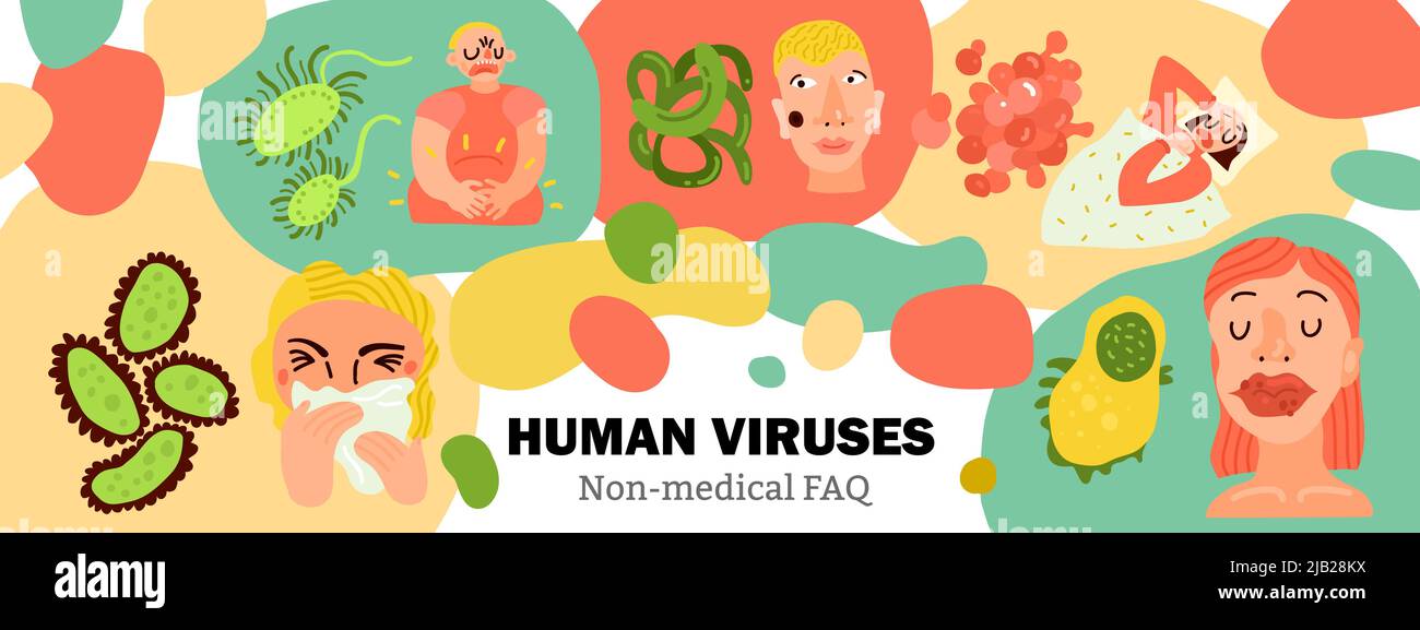Human viruses, body infections, ill persons during influenza, digestive ...