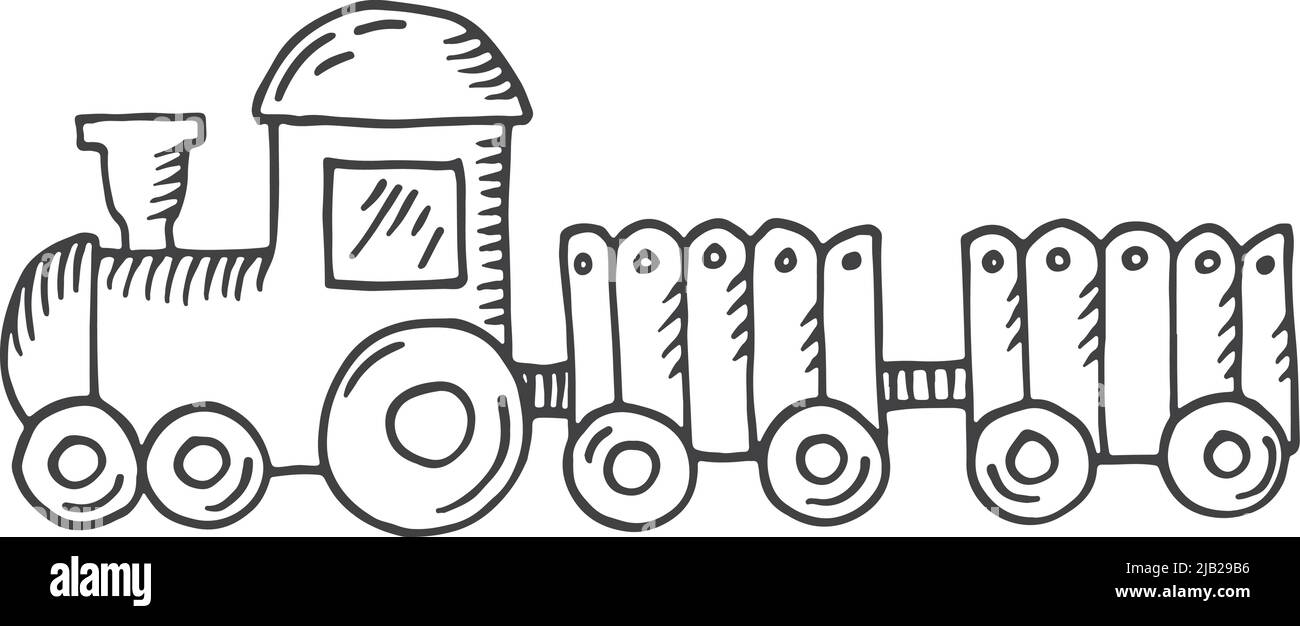 Funny little train. Kid railroad vehicle sketch Stock Vector Image & Art -  Alamy