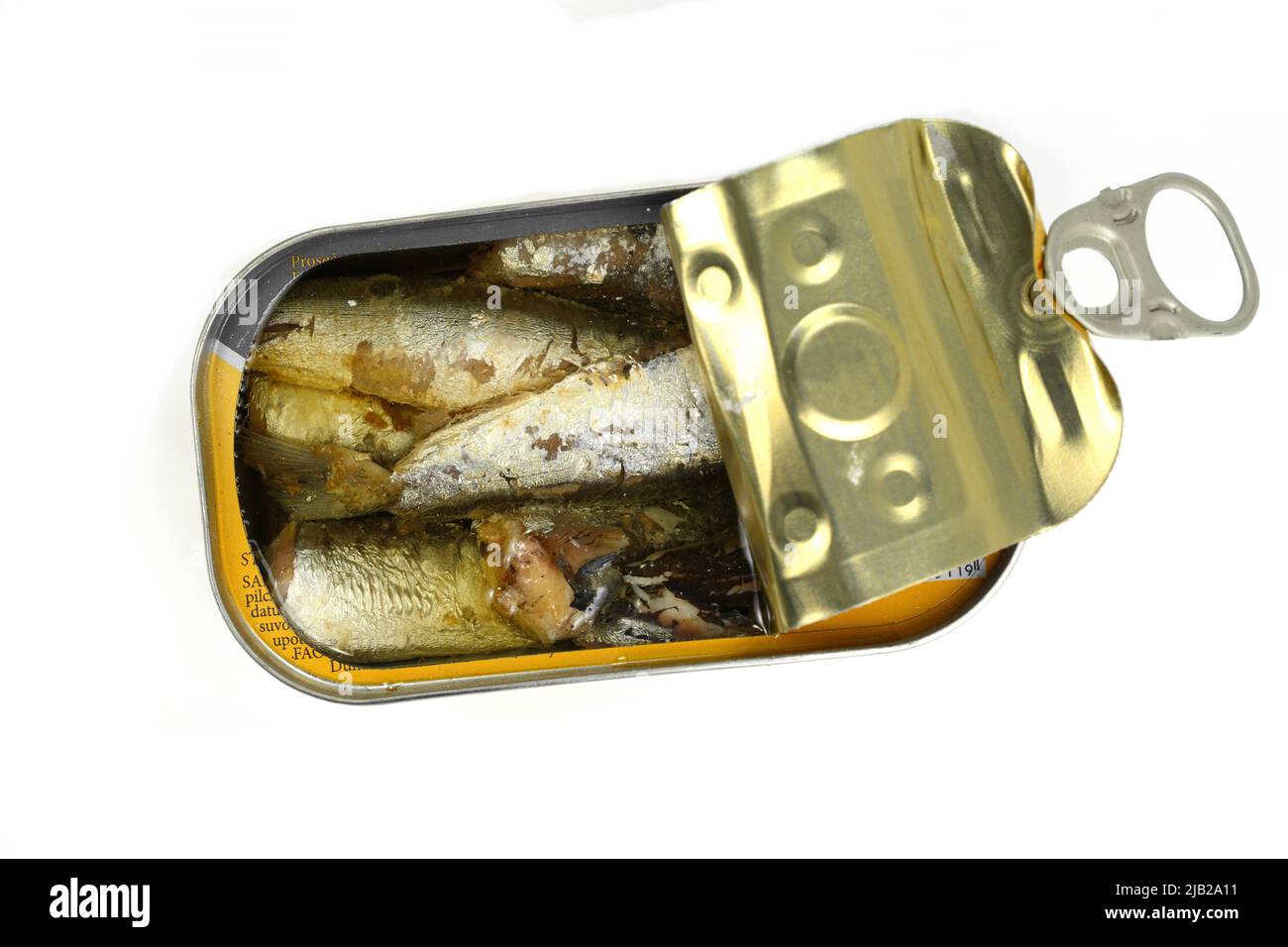 Sardines can preserve isolated on white background Top view. Natural