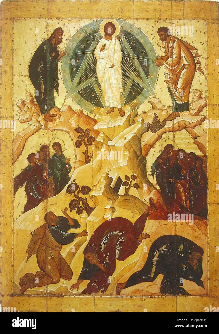 A Russian icon showing the transfiguration of Jesus Stock Photo