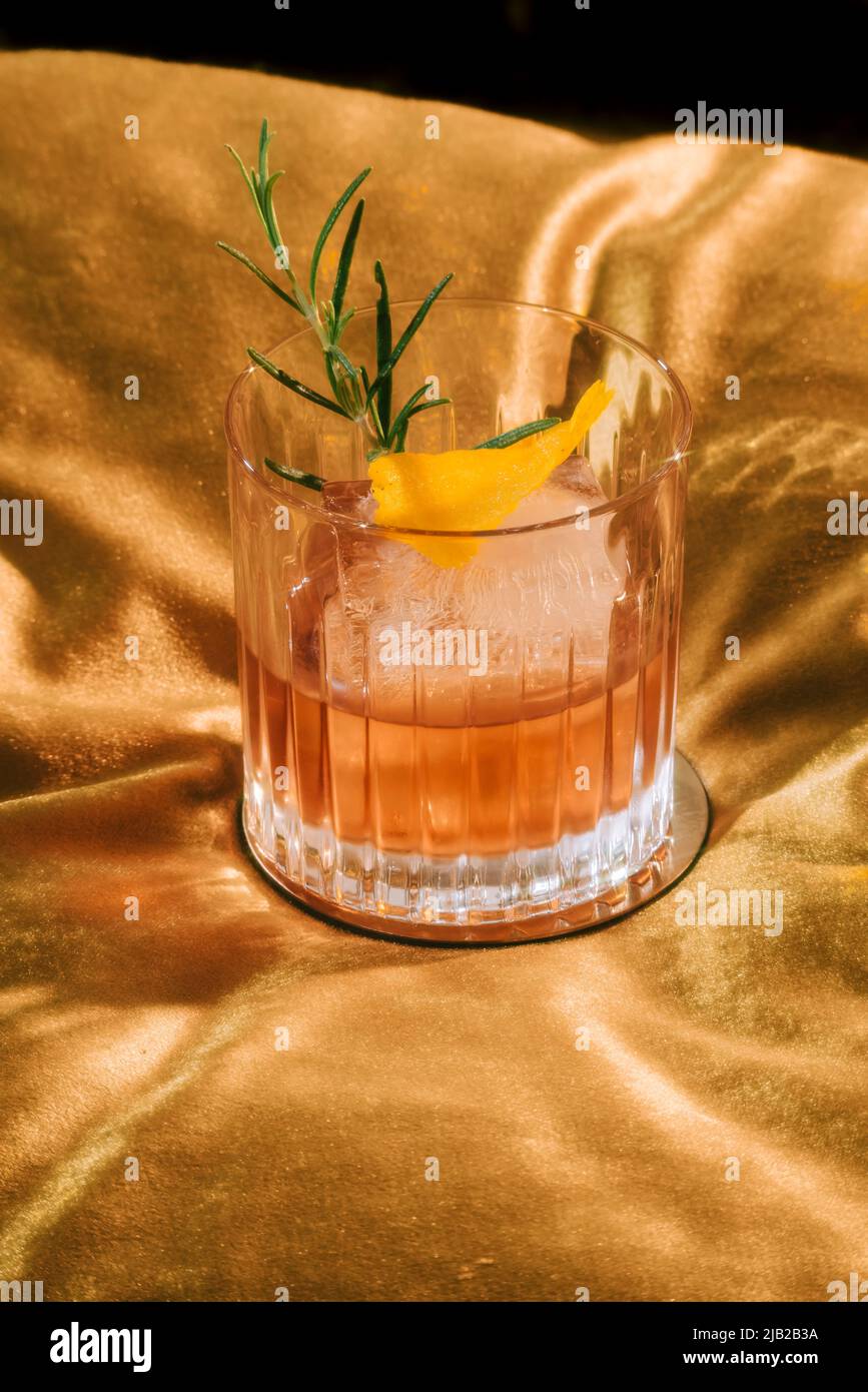 Negroni, an italian IBA cocktail with gin, bitter and vermouth; in