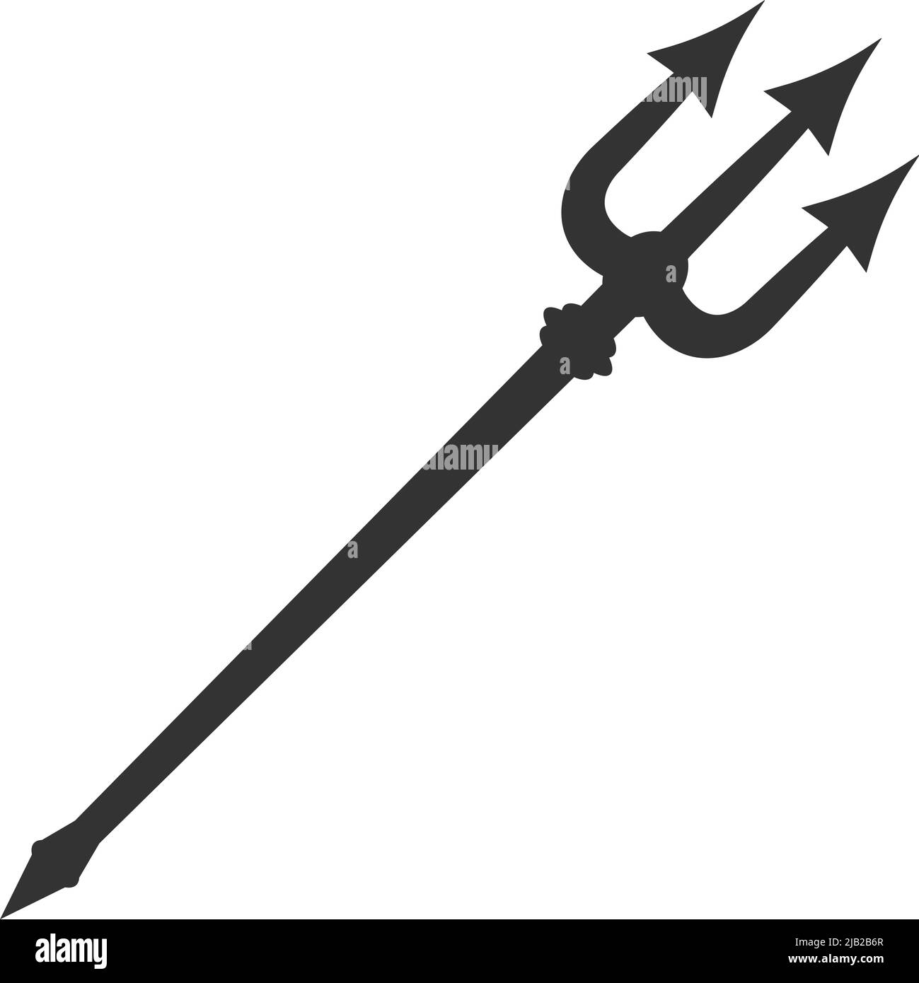 black trident symbol isolated on white, vector illustration Stock Vector