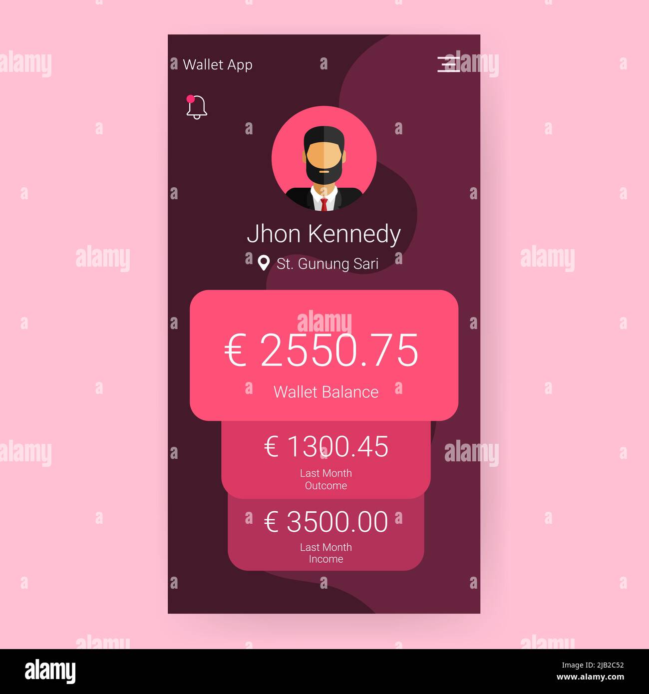 red profile wallet balance user interface Stock Vector Image & Art Alamy