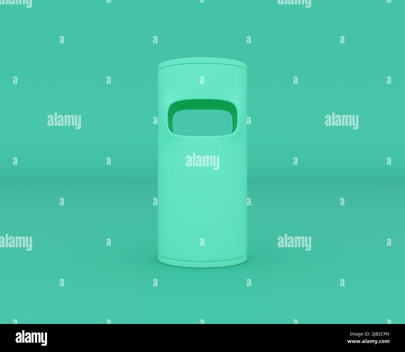 Trash container isolated on turquoise background, 3D rendering. Stock Photo