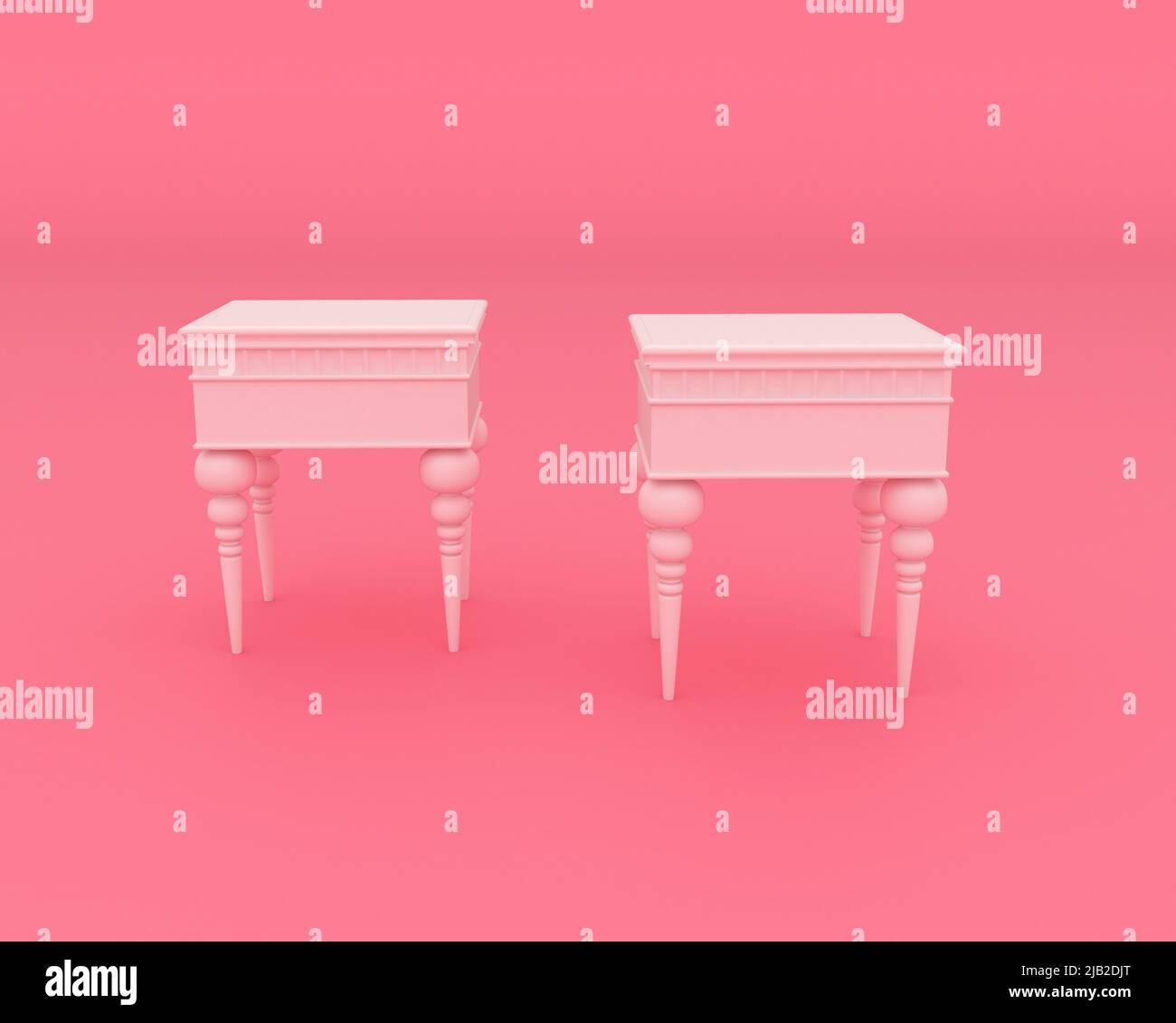 Monochrome nightstand on a pink background, 3D rendering. Stock Photo