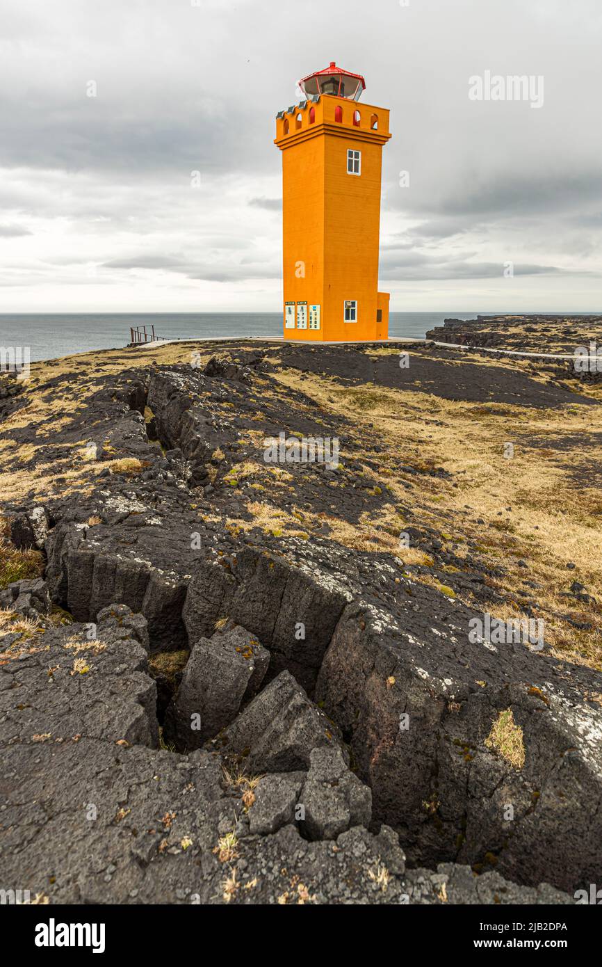 Svörtuloft Lighthouse in Iceland Stock Photo