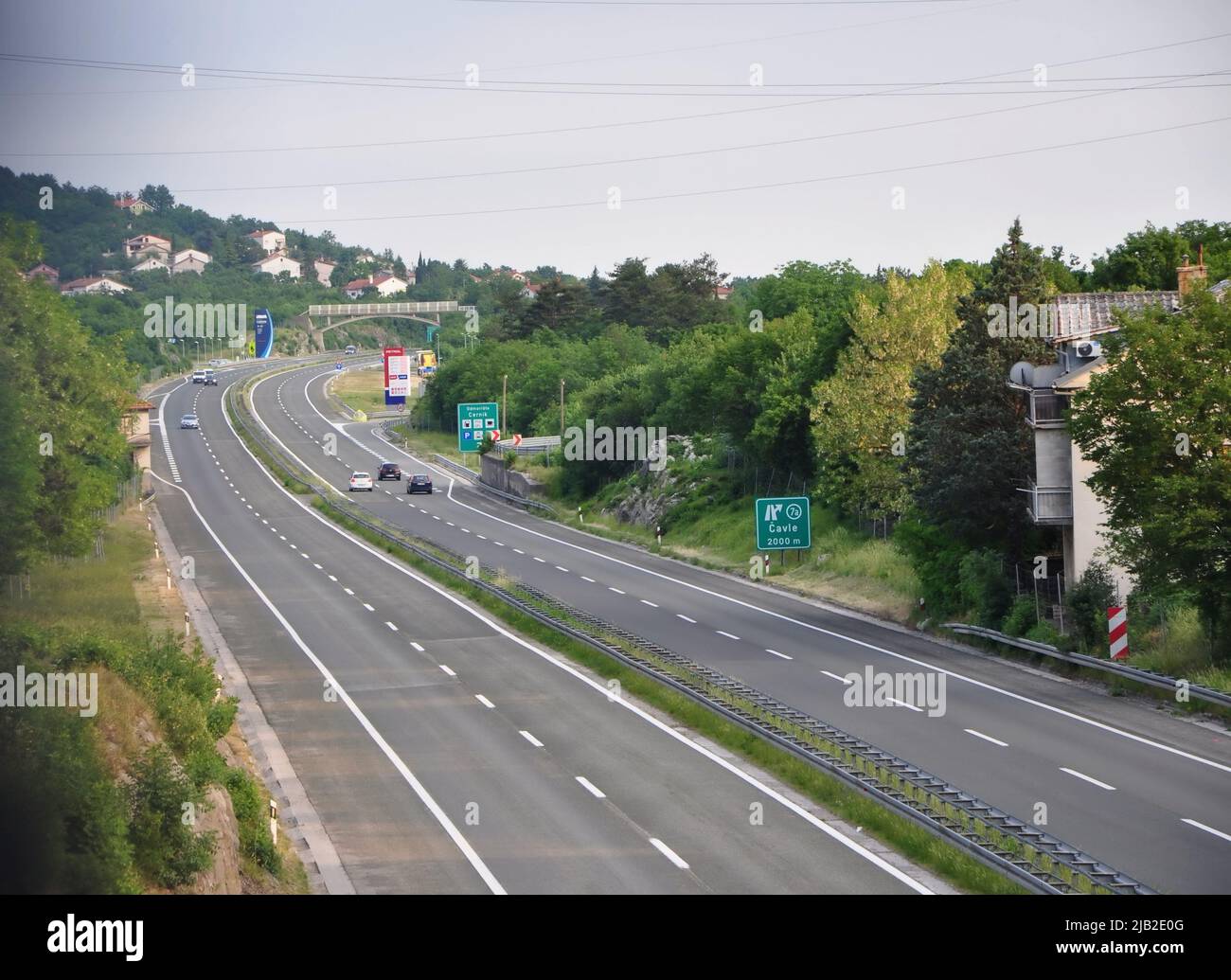Motorway in Rijeka city with spectacular sky. Stock Photo