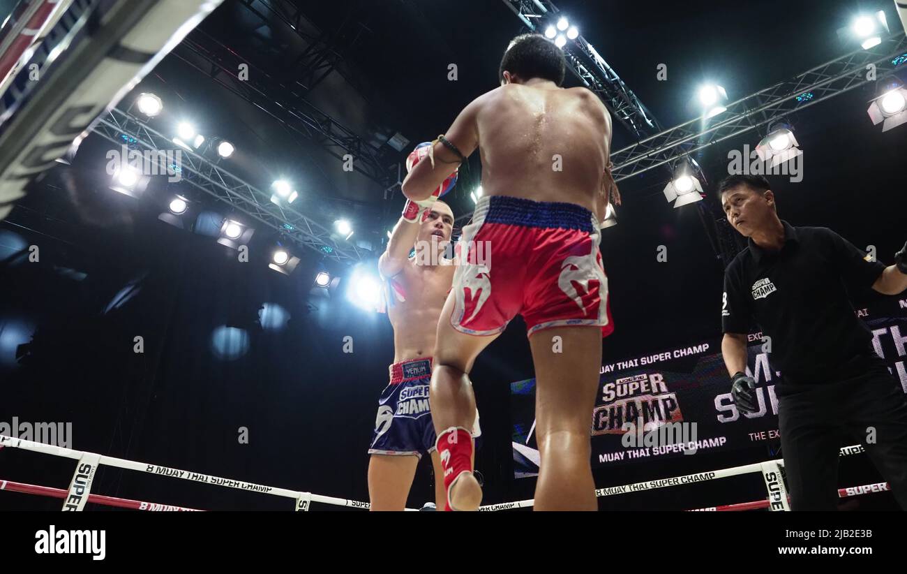 Bangkok Thailand November 11 2018. Unidentified Thai and foreign kick ...