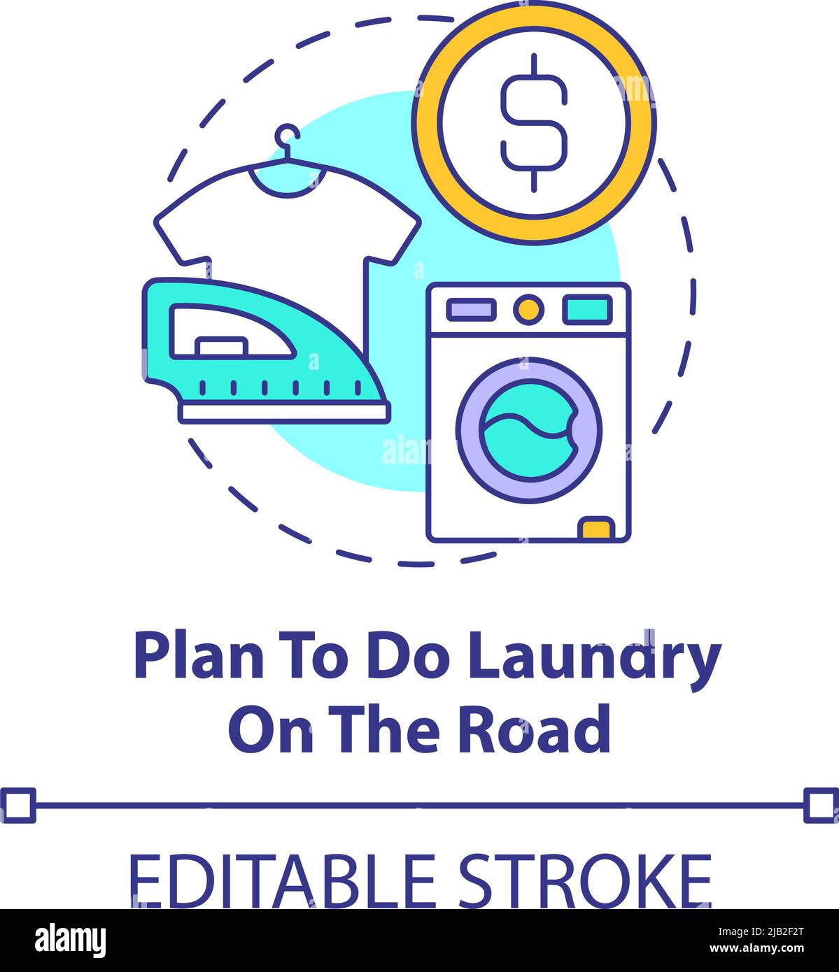 Plan to do laundry on road concept icon Stock Vector