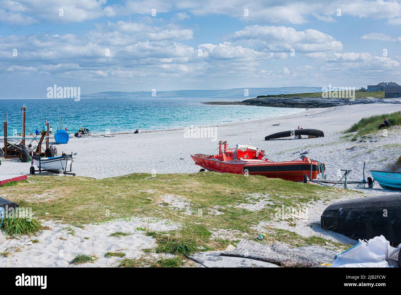 View of the sand beach and the sea in Inisheer Island, Galway County, Ireland Stock Photo