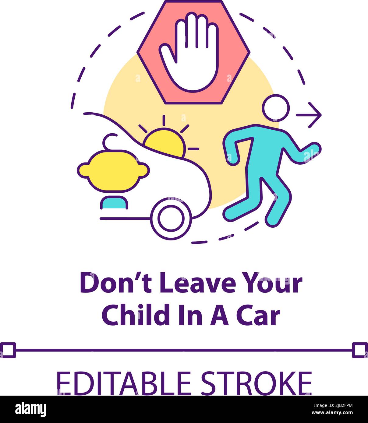 Do not leave your child in car concept icon Stock Vector Image & Art