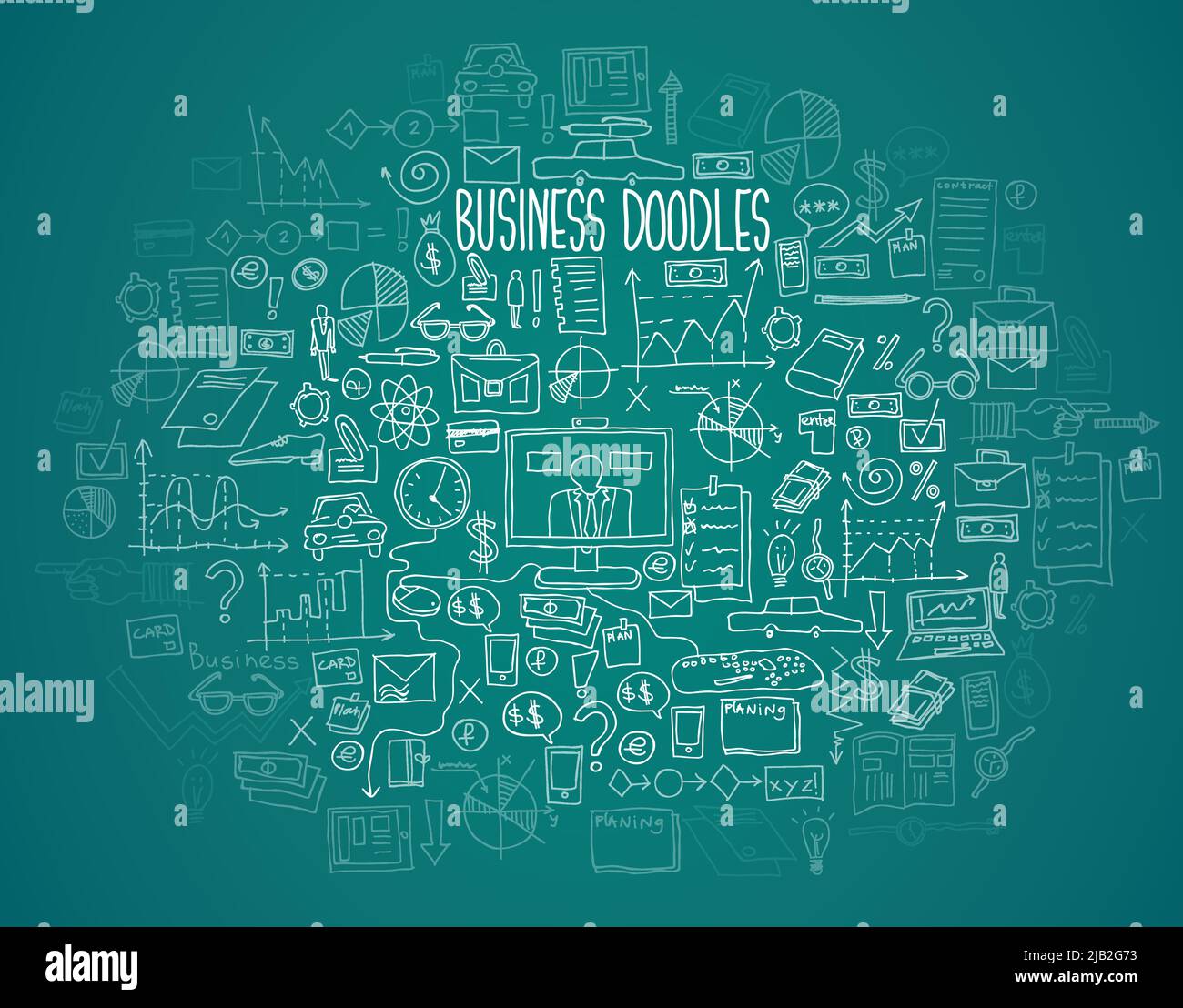 Hand draw doodle elements bank business finance analytics earnings. Stock Vector
